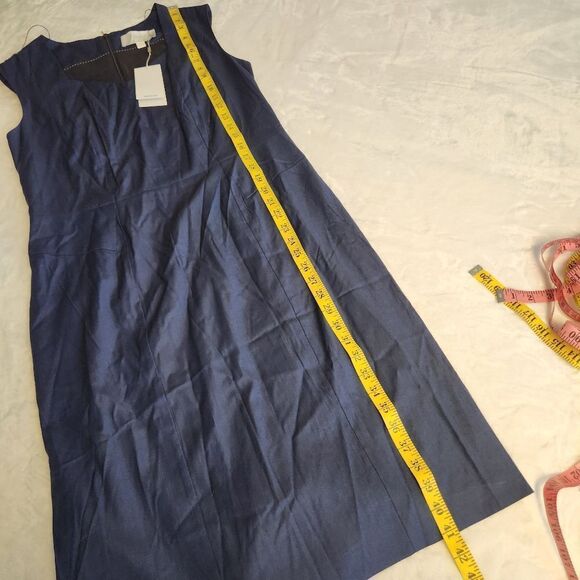 NWT BOSS Hugo Boss Womens Blue Delura Sleeveless V-Neck Shift Dress Sz 10 - Picture 10 of 16